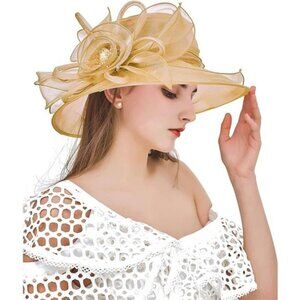 Organza Church Fascinator Wedding Tea Party Derby Hats for Women